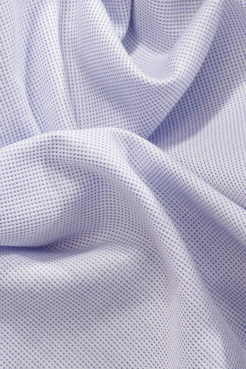 Camisa Manga Longa Cosmo Regular Maquineta Pontilhada Azul