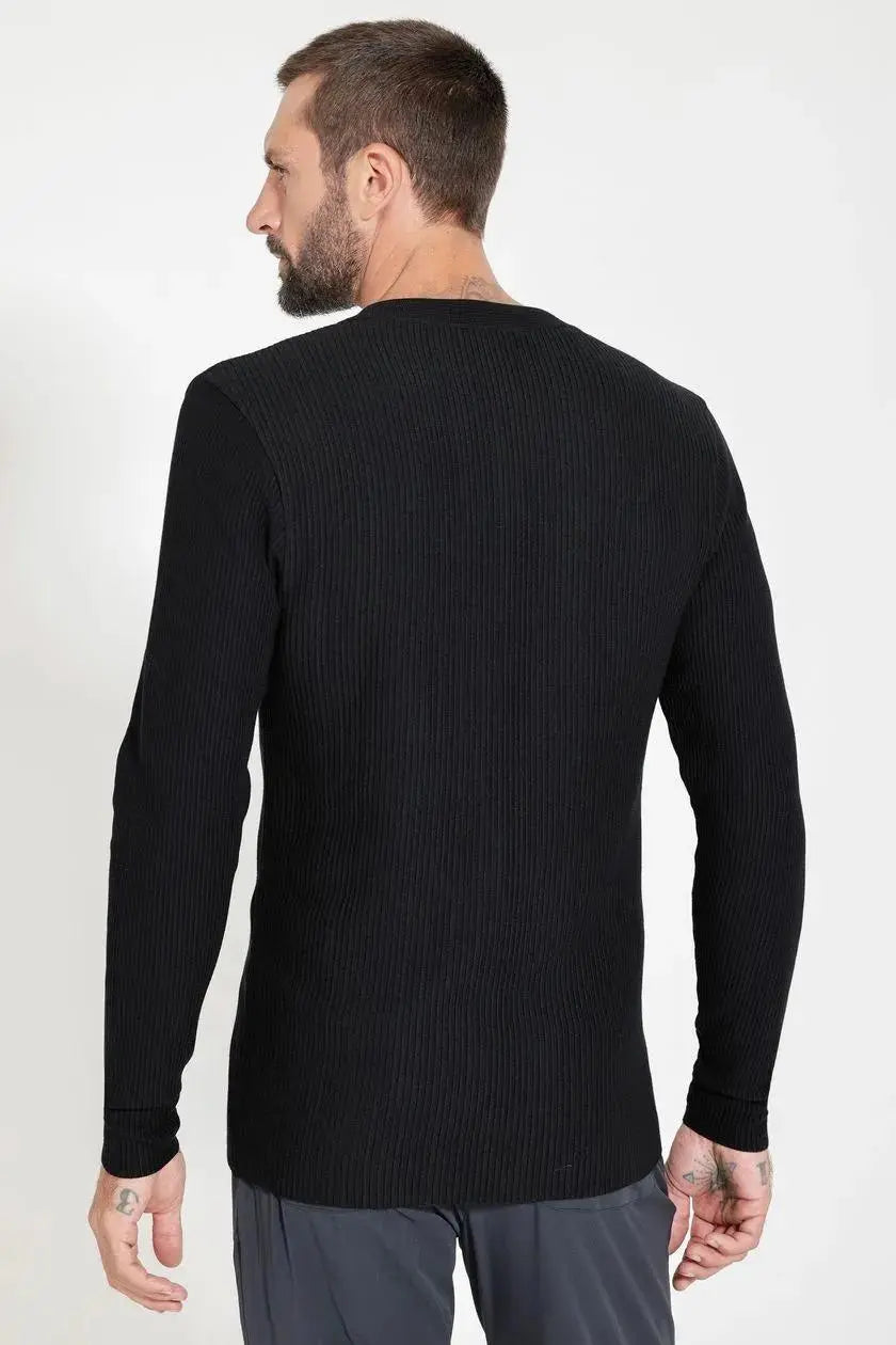 Suéter de Tricot Henley Preto Urban Performance