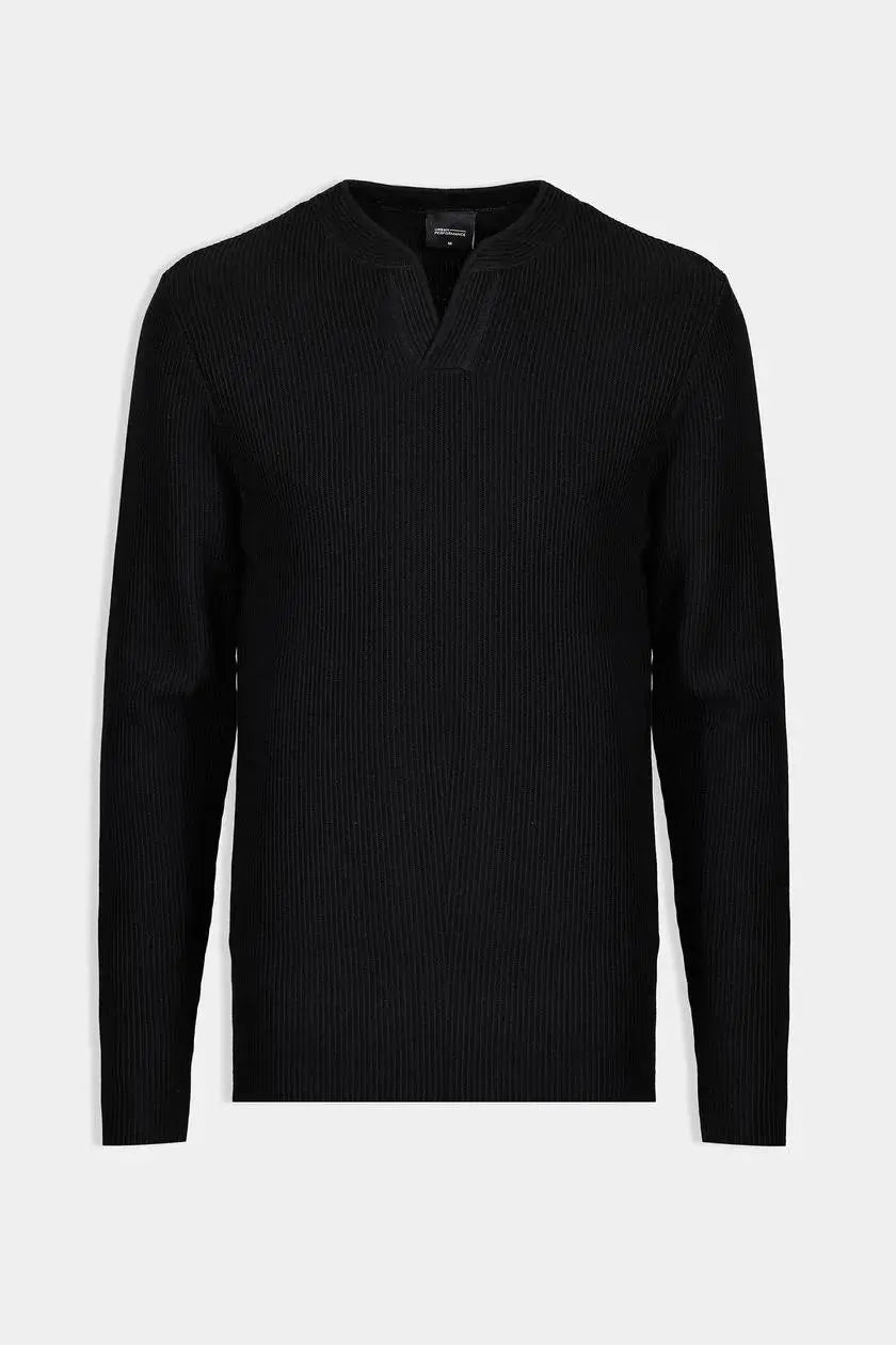 Suéter de Tricot Henley Preto Urban Performance