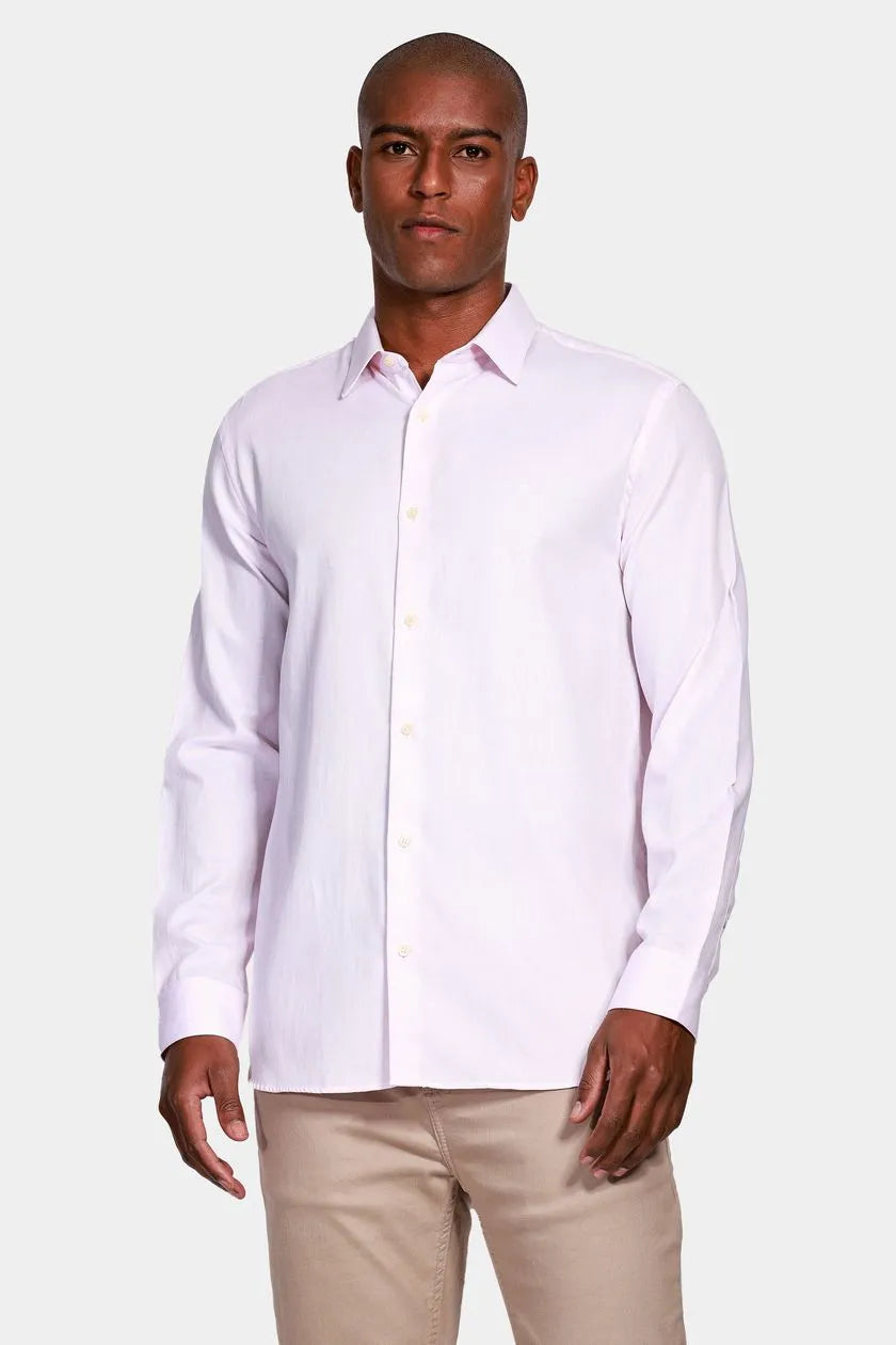 Camisa Manga Longa Cosmo Regular Maquineta Pontilhada Rosa