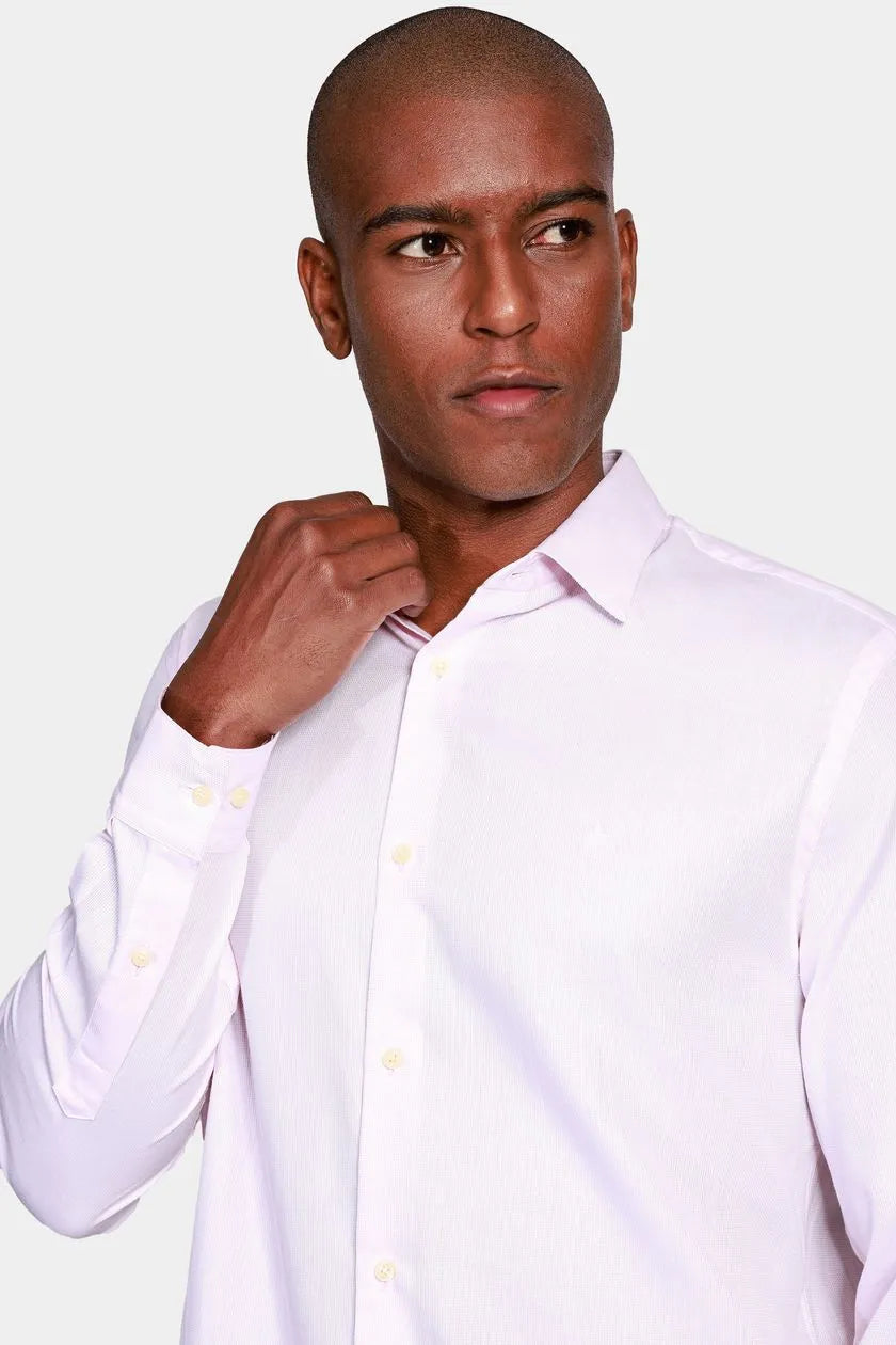 Camisa Manga Longa Cosmo Regular Maquineta Pontilhada Rosa