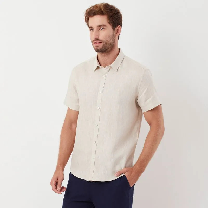 Camisa Linho Lisa Areia Original Penguin