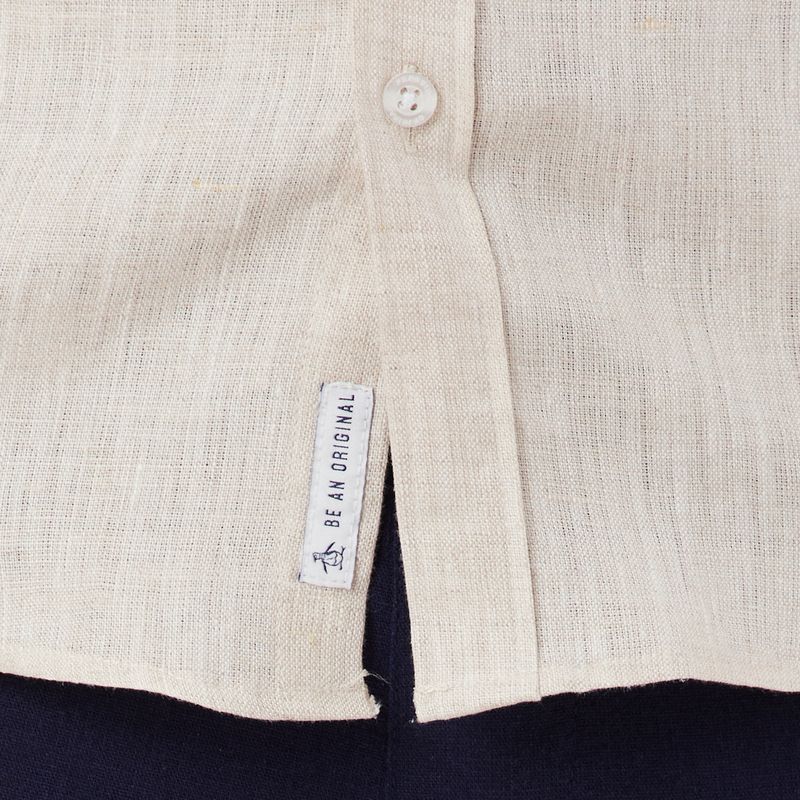 Camisa Linho Lisa Areia Original Penguin