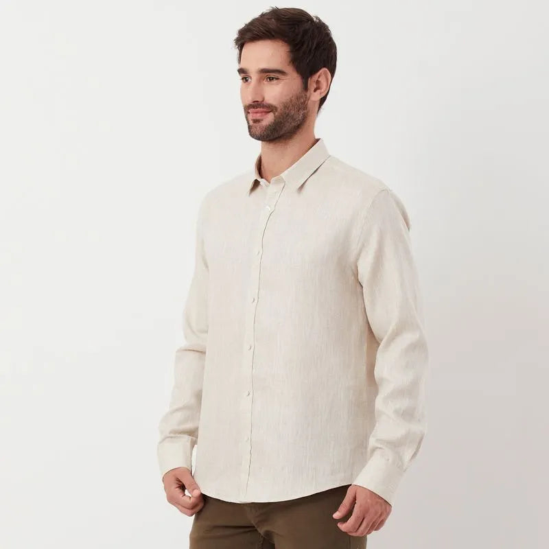 Camisa Linho Lisa Areia Original Penguin ML