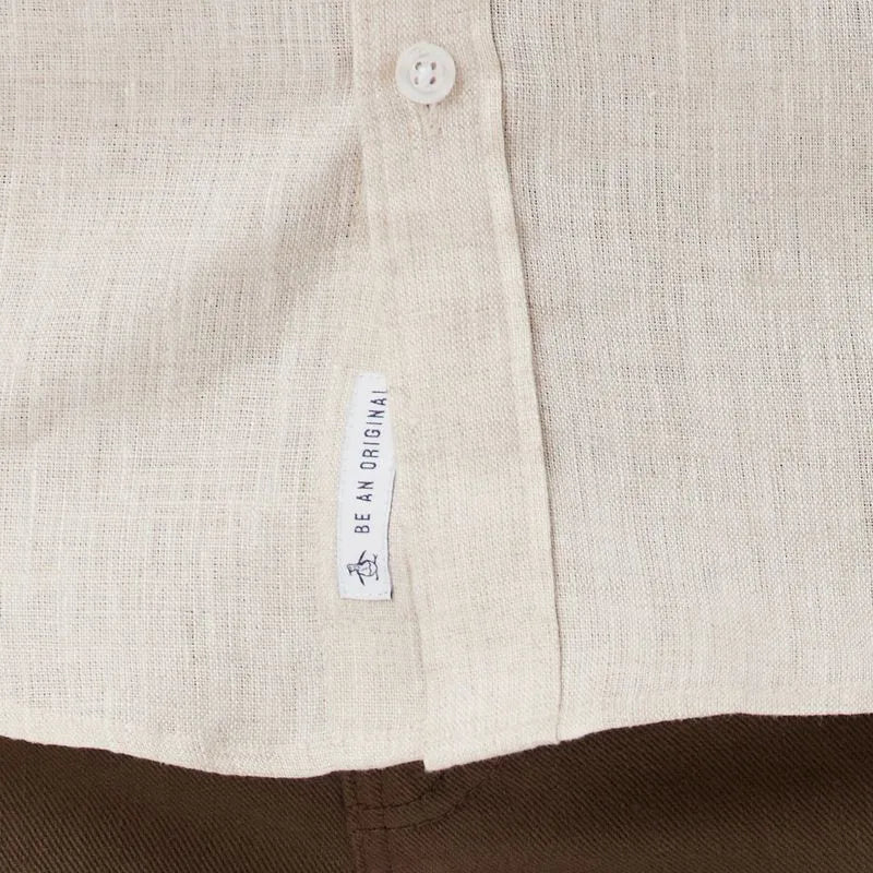 Camisa Linho Lisa Areia Original Penguin ML