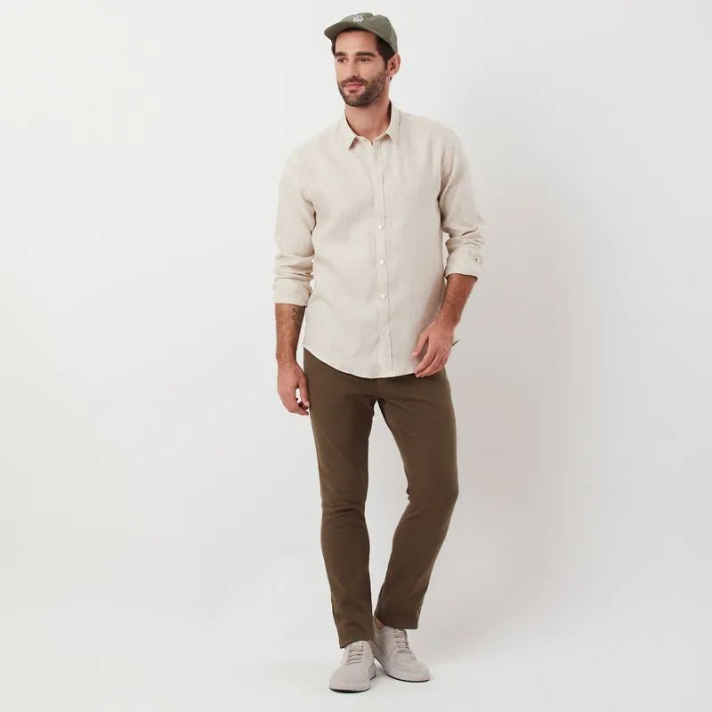 Camisa Linho Lisa Areia Original Penguin ML