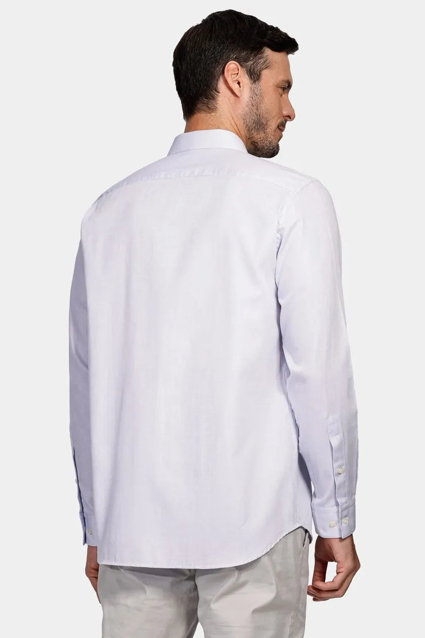 Camisa Manga Longa Cosmo Regular Maquineta Pontilhada Azul