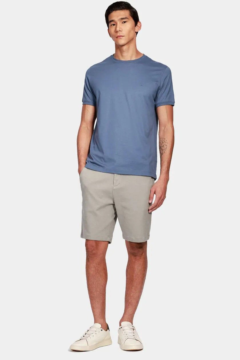 Camiseta Gola Careca de Algodão Pima Azul Alumínio