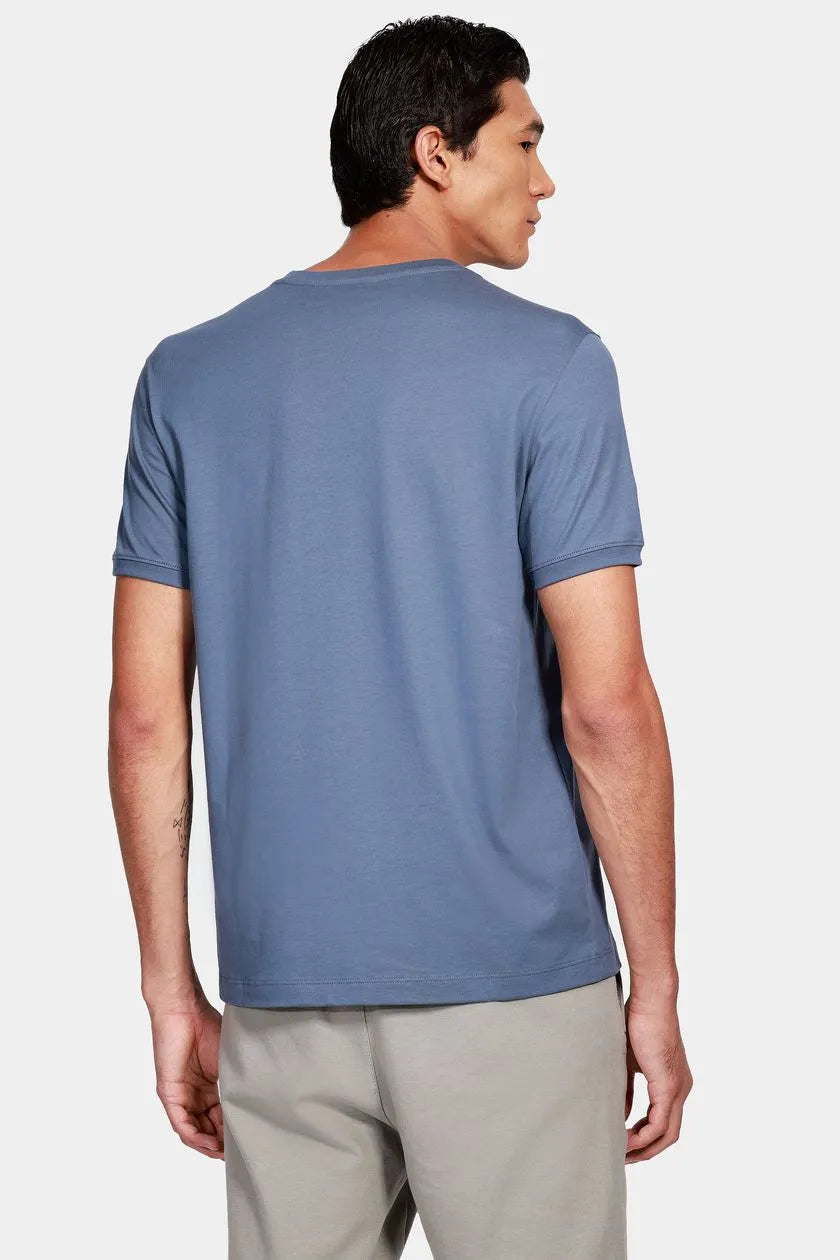 Camiseta Gola Careca de Algodão Pima Azul Alumínio