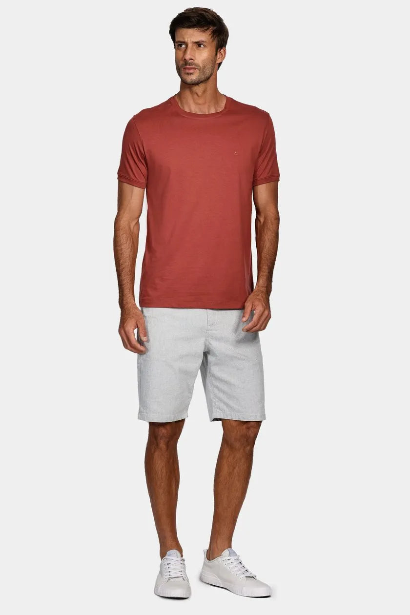 Camiseta Gola Careca de Algodão Pima Vermelho Maca