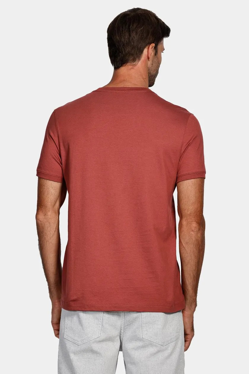 Camiseta Gola Careca de Algodão Pima Vermelho Maca