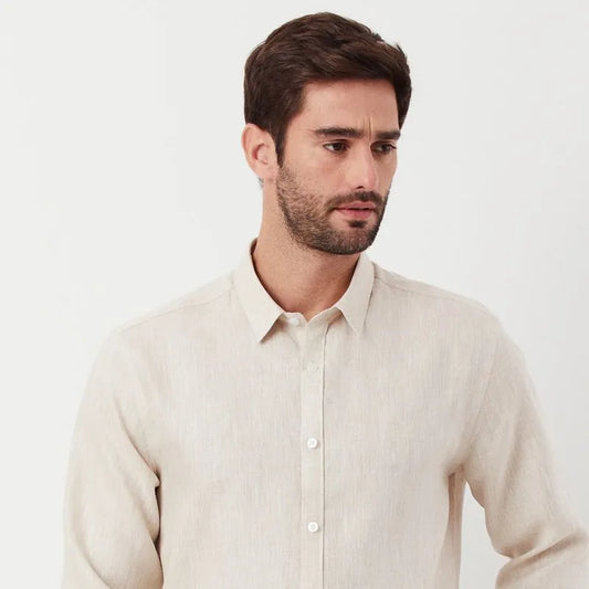Camisa Linho Lisa Areia Original Penguin ML