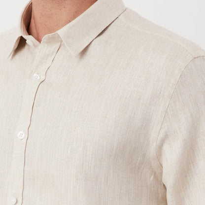 Camisa Linho Lisa Areia Original Penguin ML