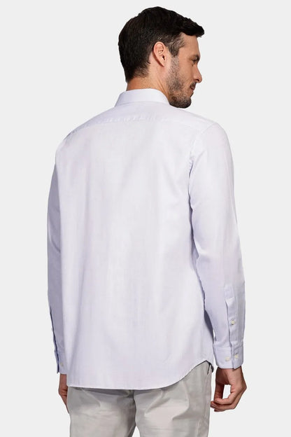 Camisa Manga Longa Cosmo Regular Maquineta Pontilhada Azul