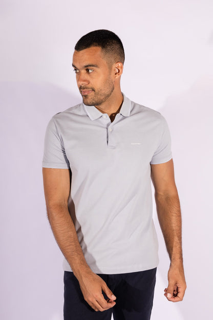 Polo Manga Curta Regular Com Friso Calvin Klein Azul Claro