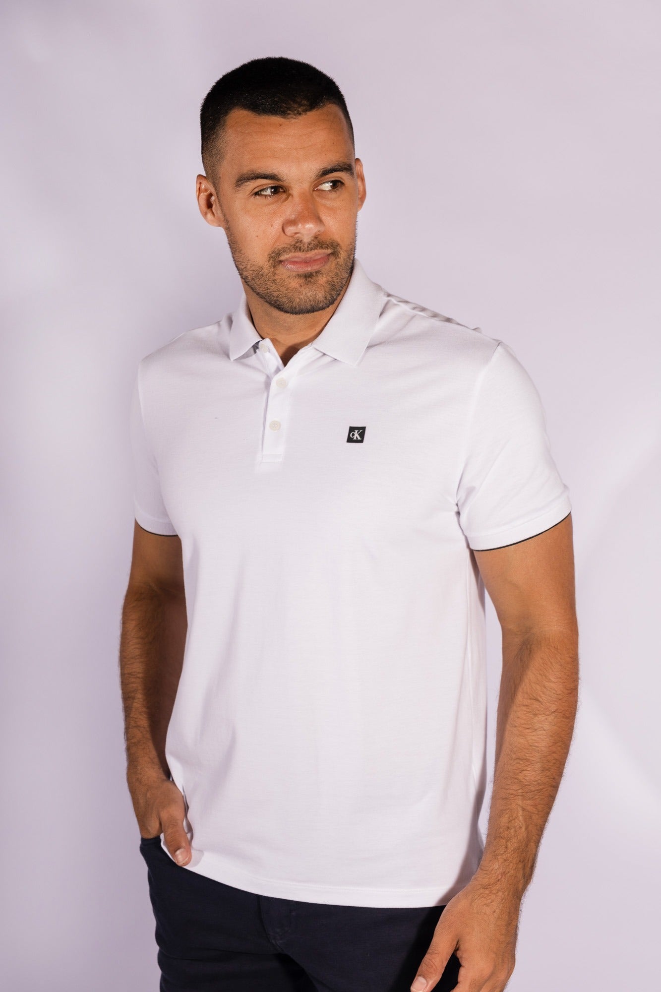 Polo MC Logo Retilinea Calvin Klein Branca