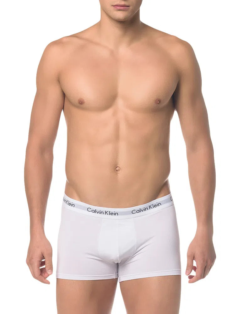 Kit 3 Cuecas Low Rise Trunk Cotton Branco Calvin Klein